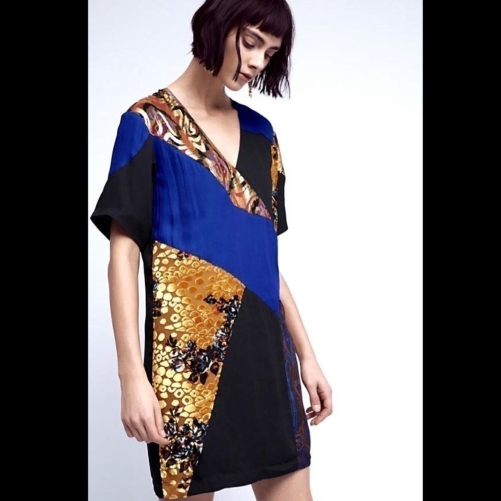 Anthro multi textile shift dress FLAW